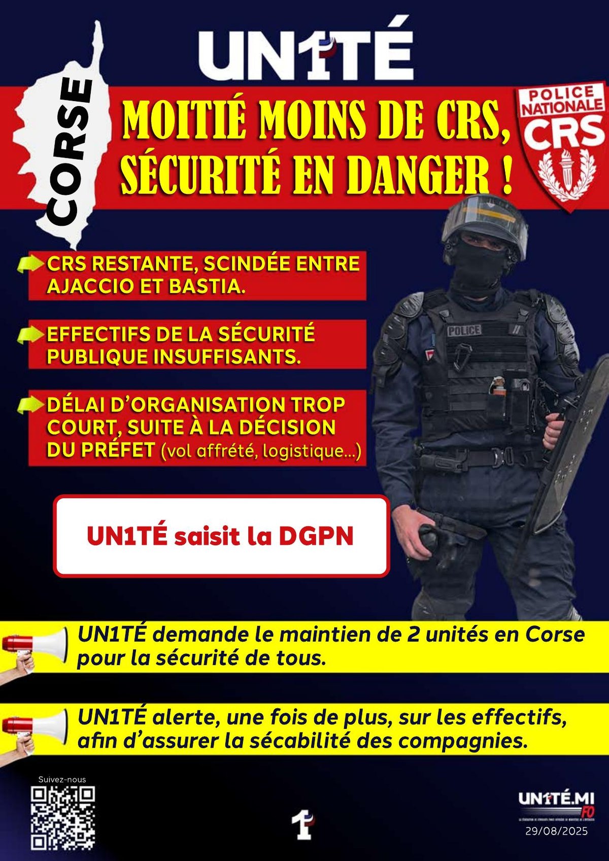 Corse : Moitié moins de CRS, sécurité en danger !