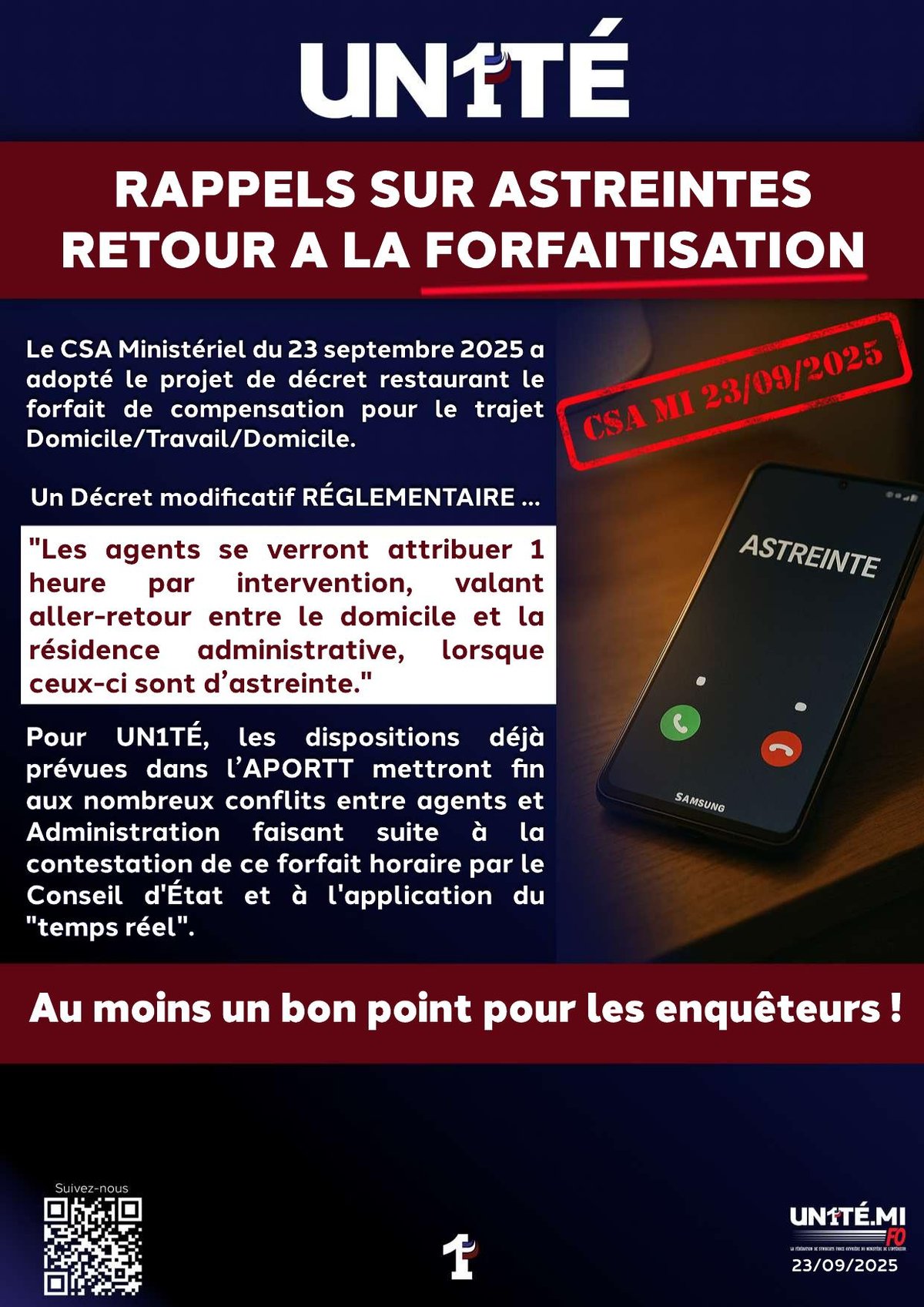 Rappels sur astreintes retour, à la forfaitisation