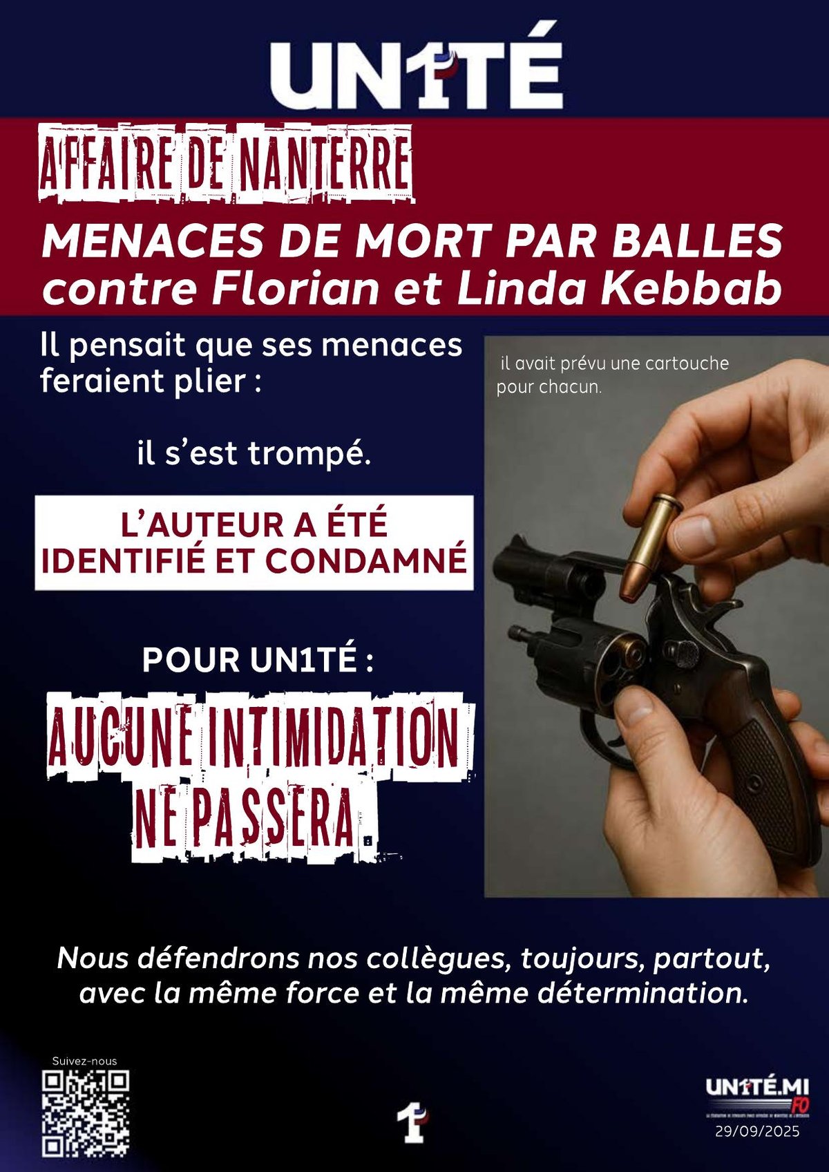 Affaire de Nanterre - Menaces de mort par balles contre Florian et Linda Kebbab