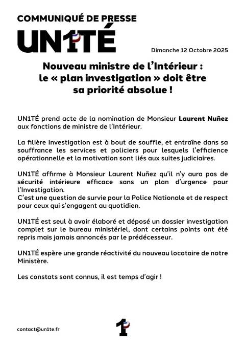 Aperçu — COMMUNIQUÉ DE PRESSE : Nouveau ministre de l’Intérieur