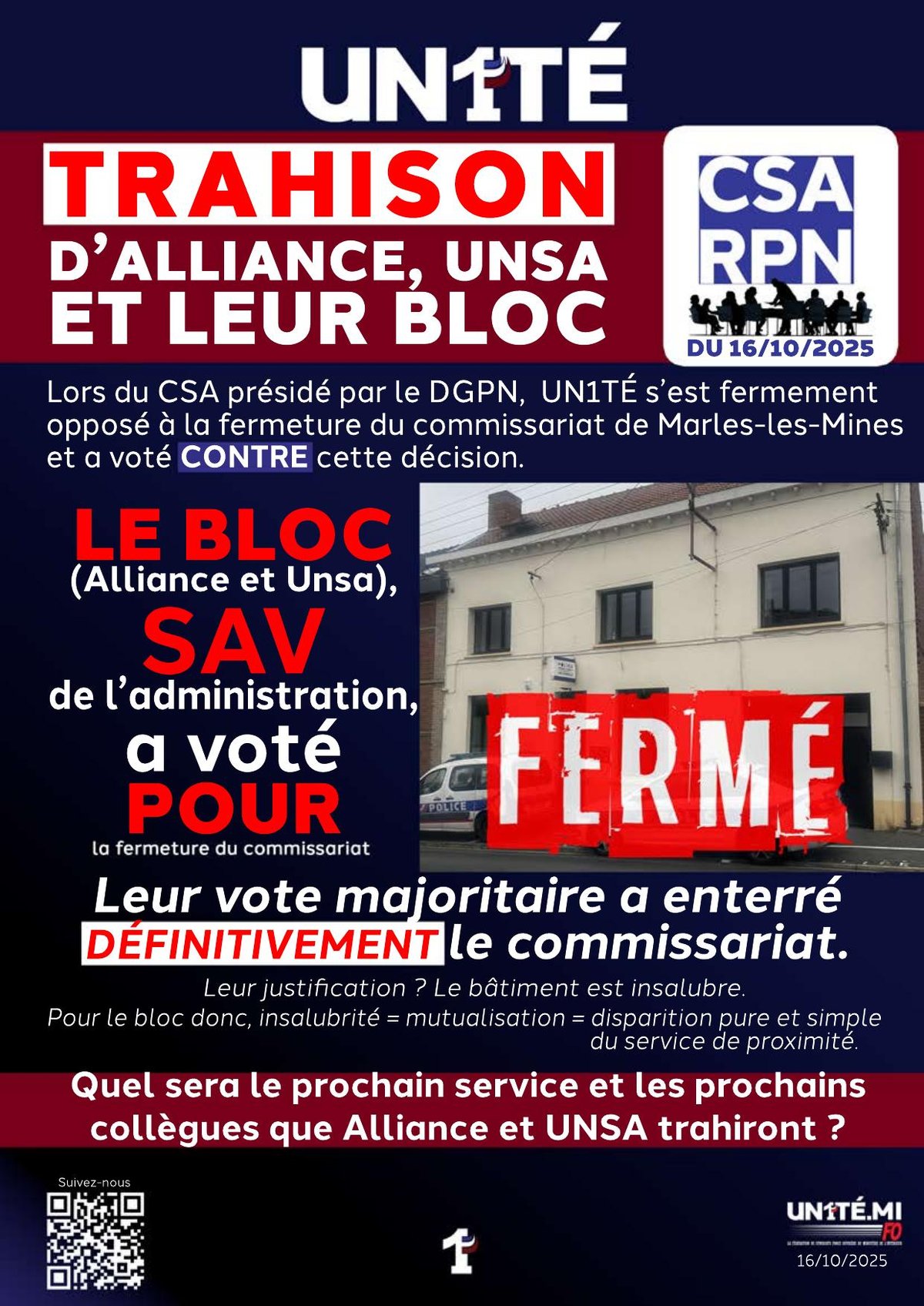Trahison d’Alliance, UNSA et leur bloc !