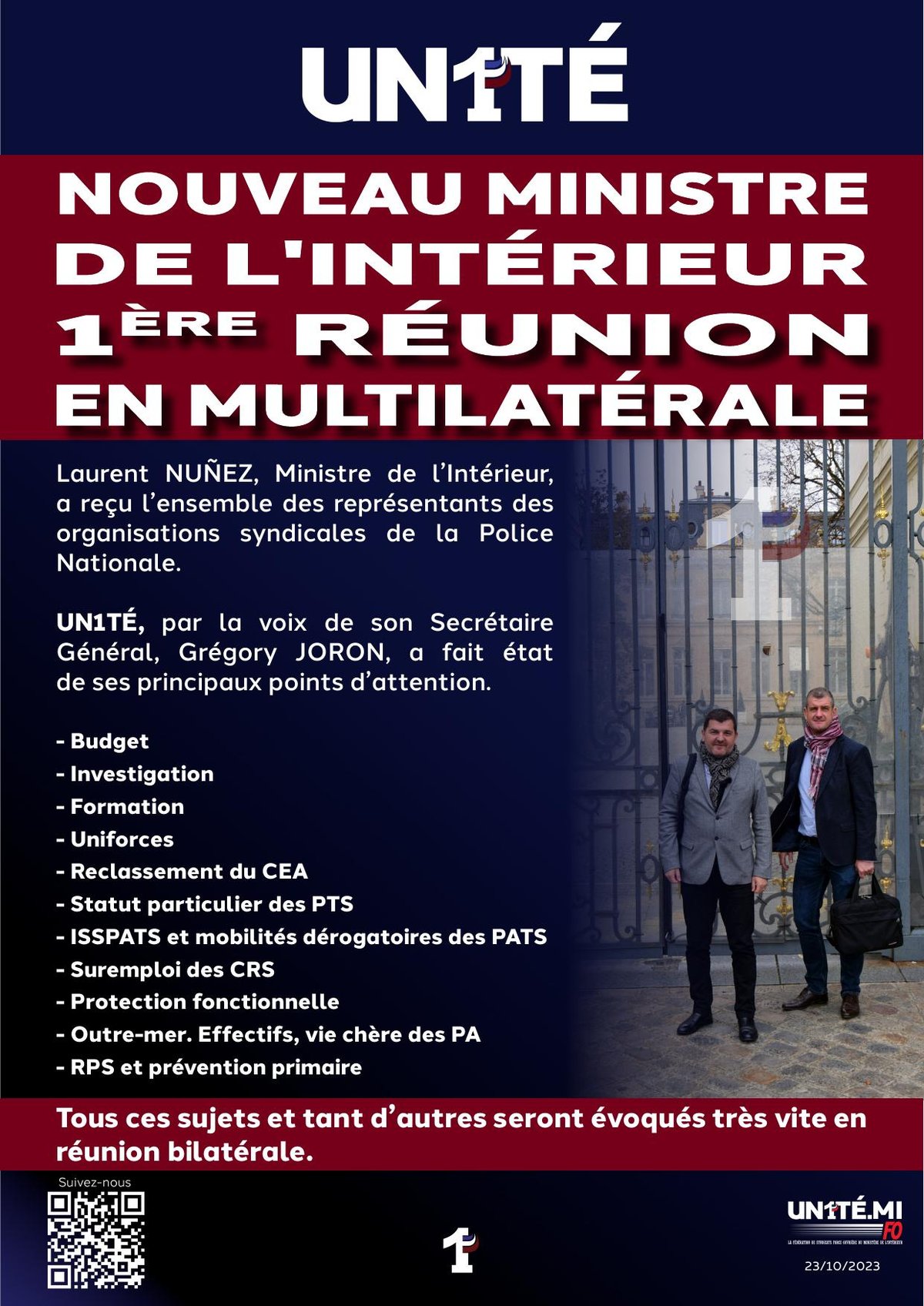 Nouveau ministre de l'Intérieur - 1ère réunion en multilatérale