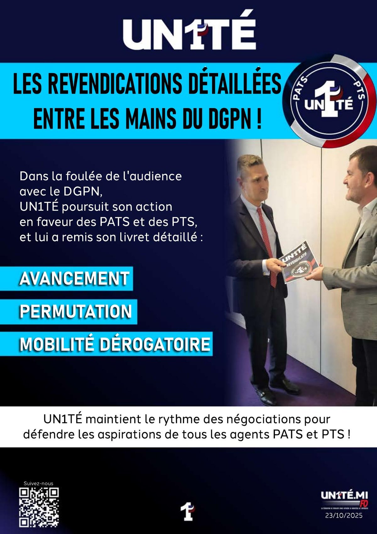 Les revendications détaillées entre les mains du DGPN !