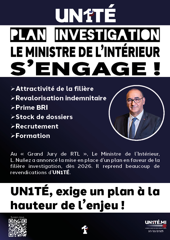 PLAN INVESTIGATION : LE MINISTRE DE L’INTÉRIEUR S’ENGAGE !