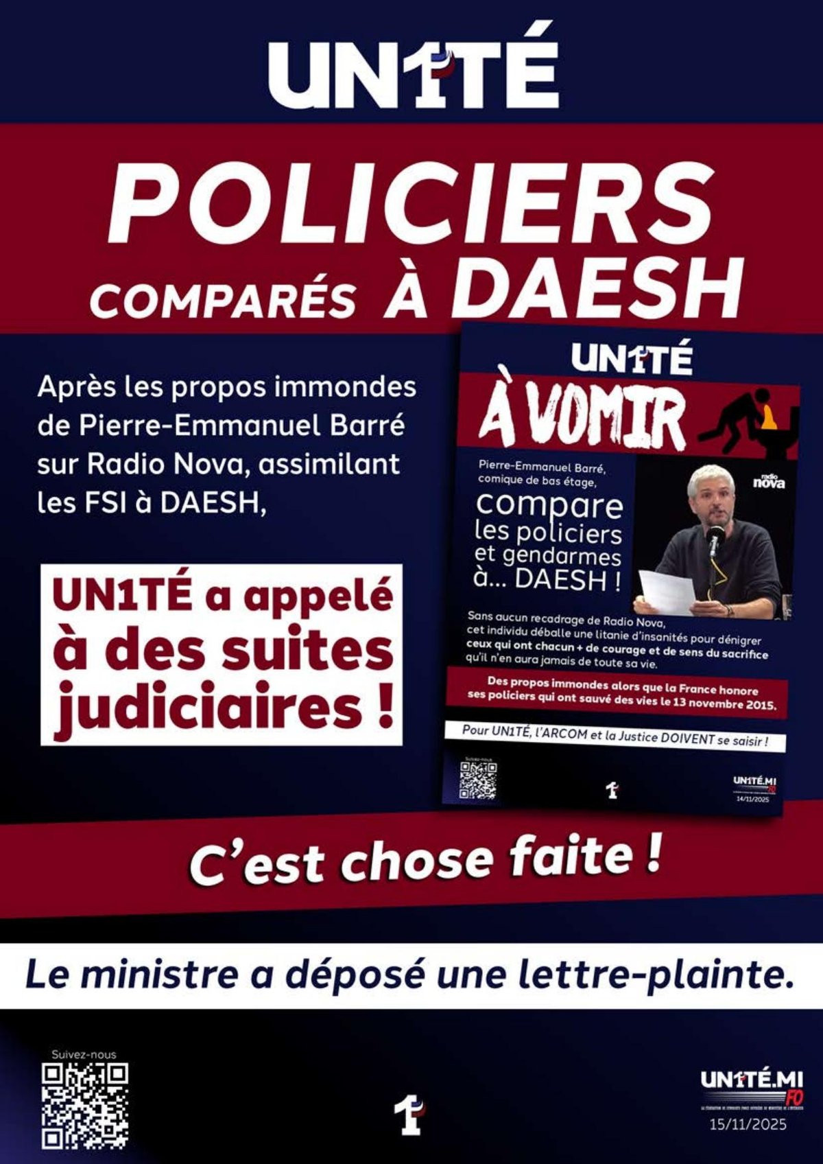 Policiers comparés à DAESH