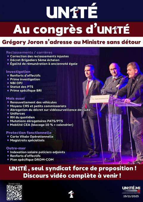 Aperçu — Au congrès d’UN1TÉ Grégory Joron s’adresse au Ministre sans détour