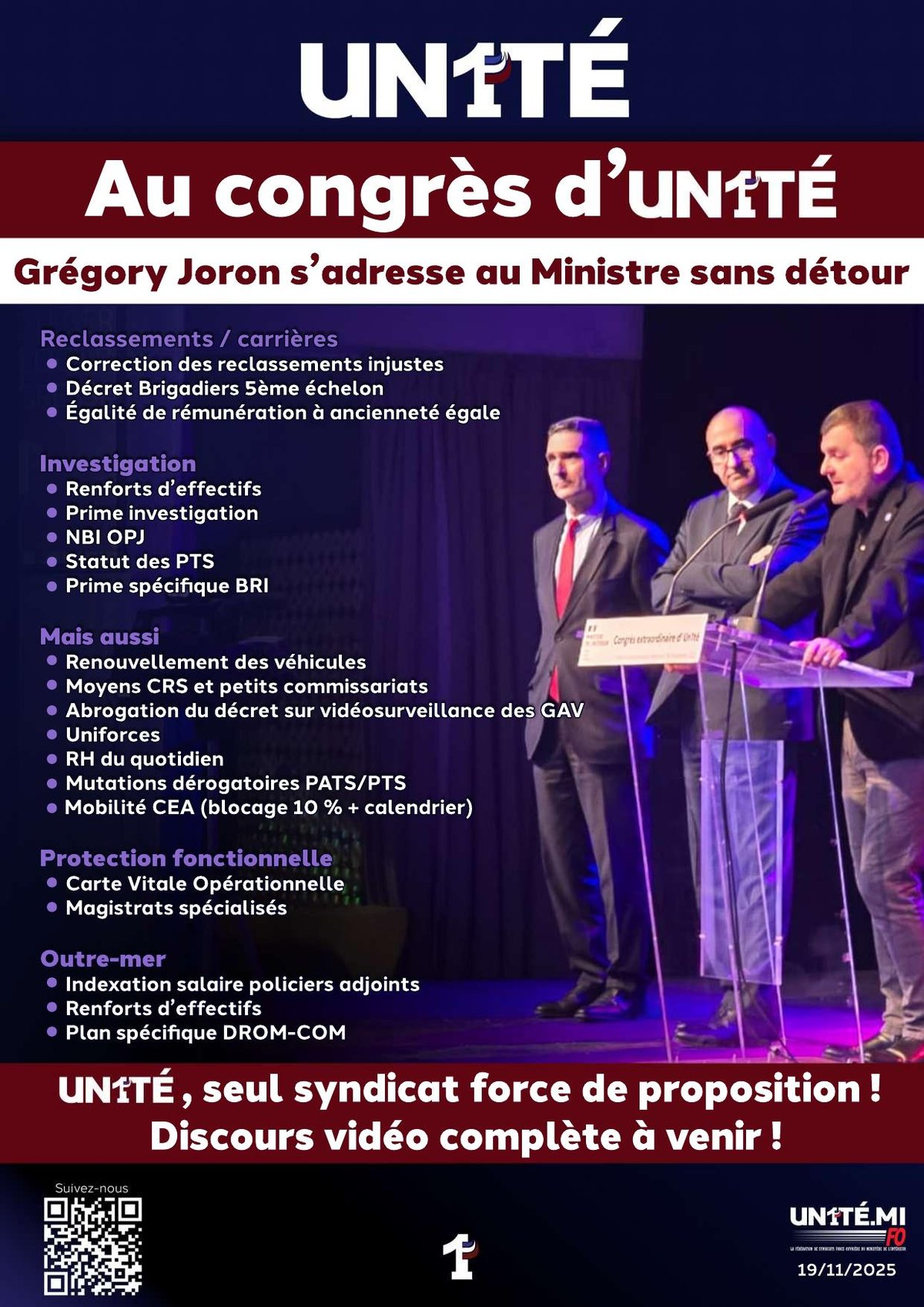 Au congrès d’UN1TÉ Grégory Joron s’adresse au Ministre sans détour