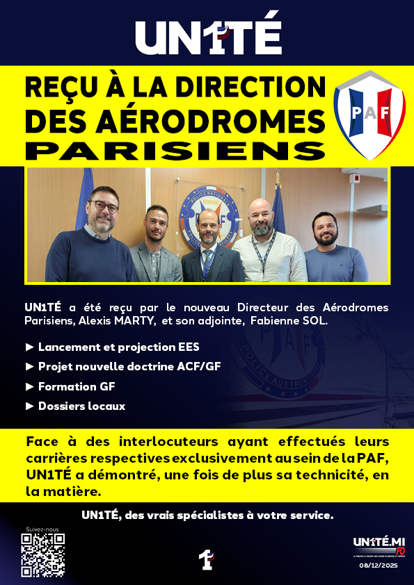 UN1TÉ reçu à la direction des aérodromes parisiens