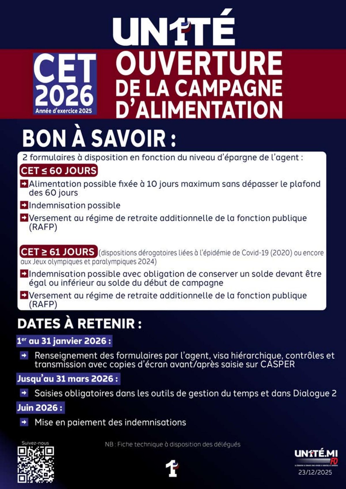 CET 2026 - Ouverture de la campagne d’alimentation