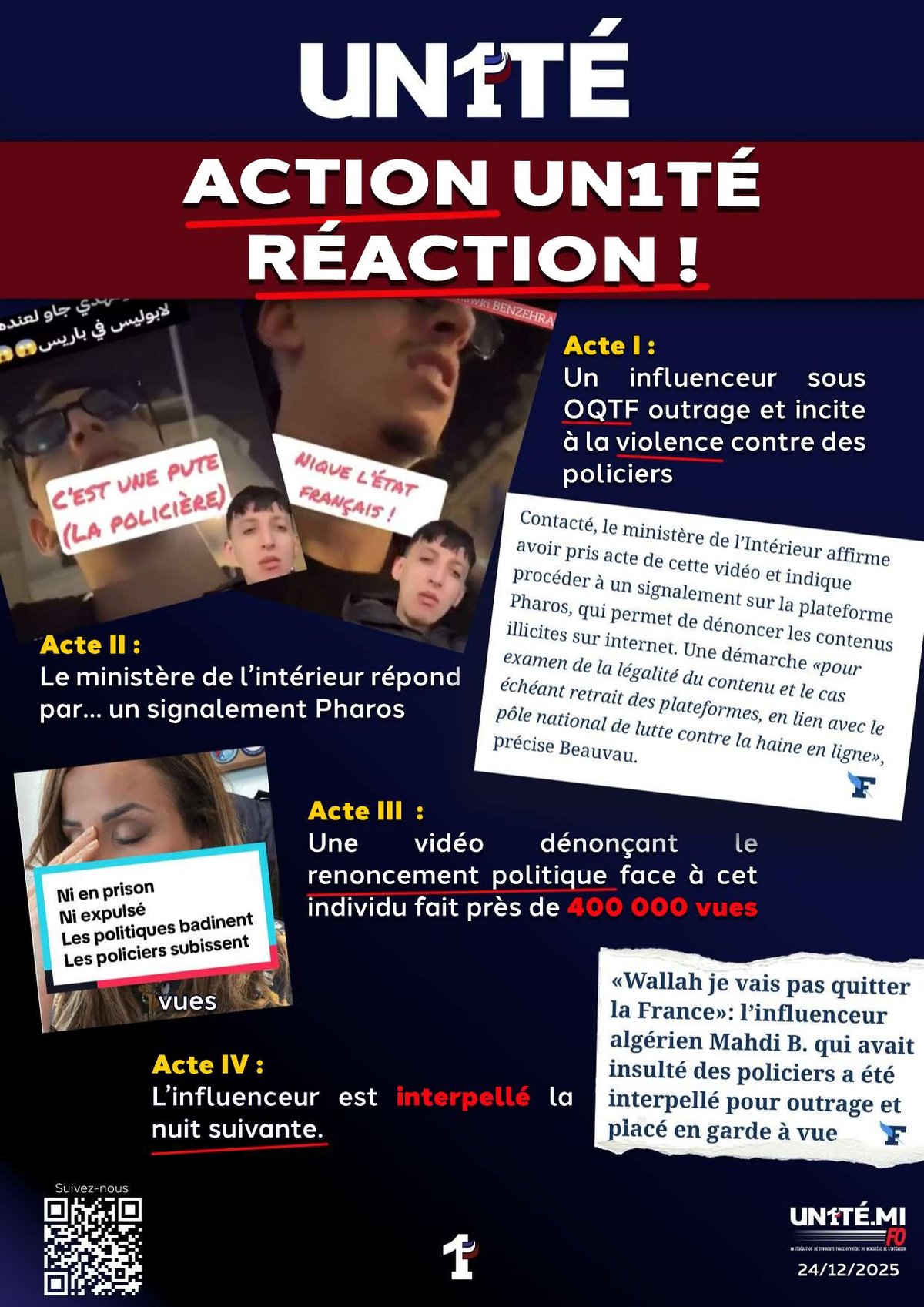 Action UN1TÉ, Réaction !