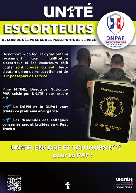 Aperçu — Escorteurs - Retard de délivrance des passeports de service