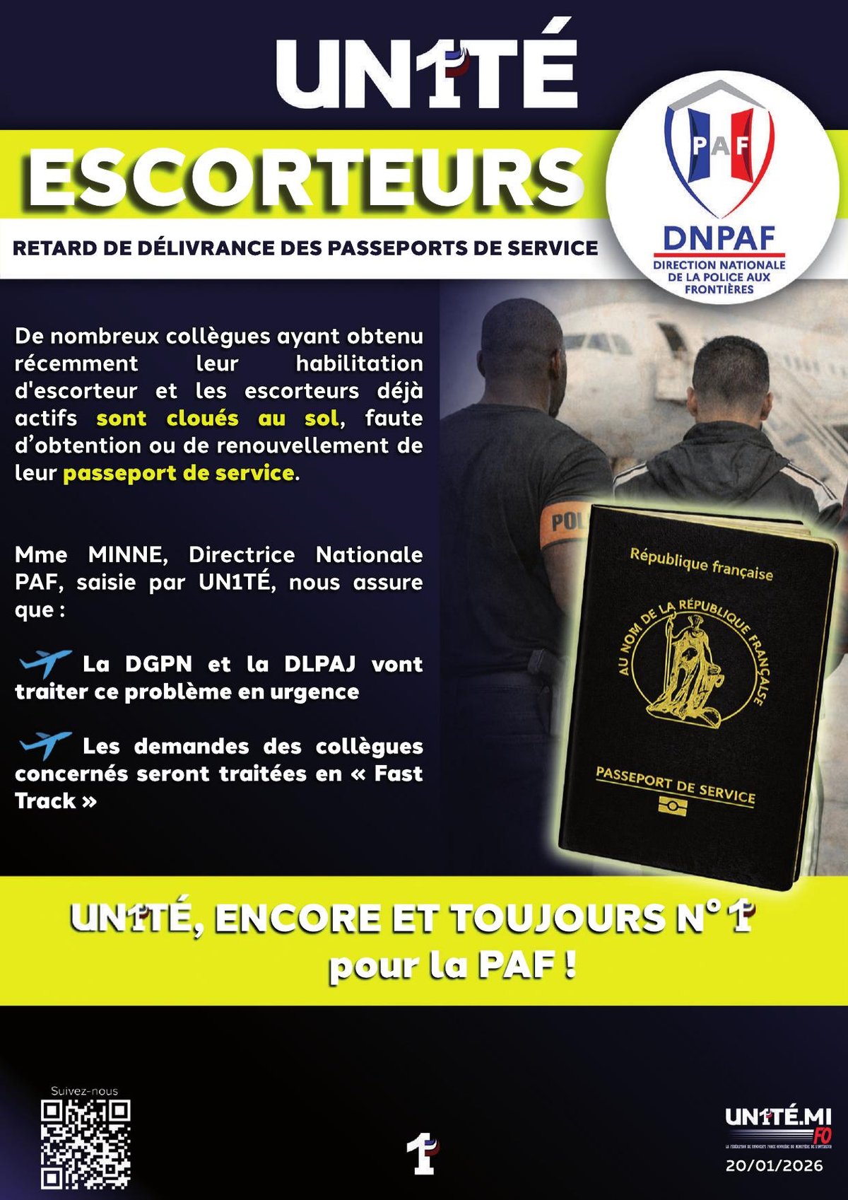 Escorteurs - Retard de délivrance des passeports de service