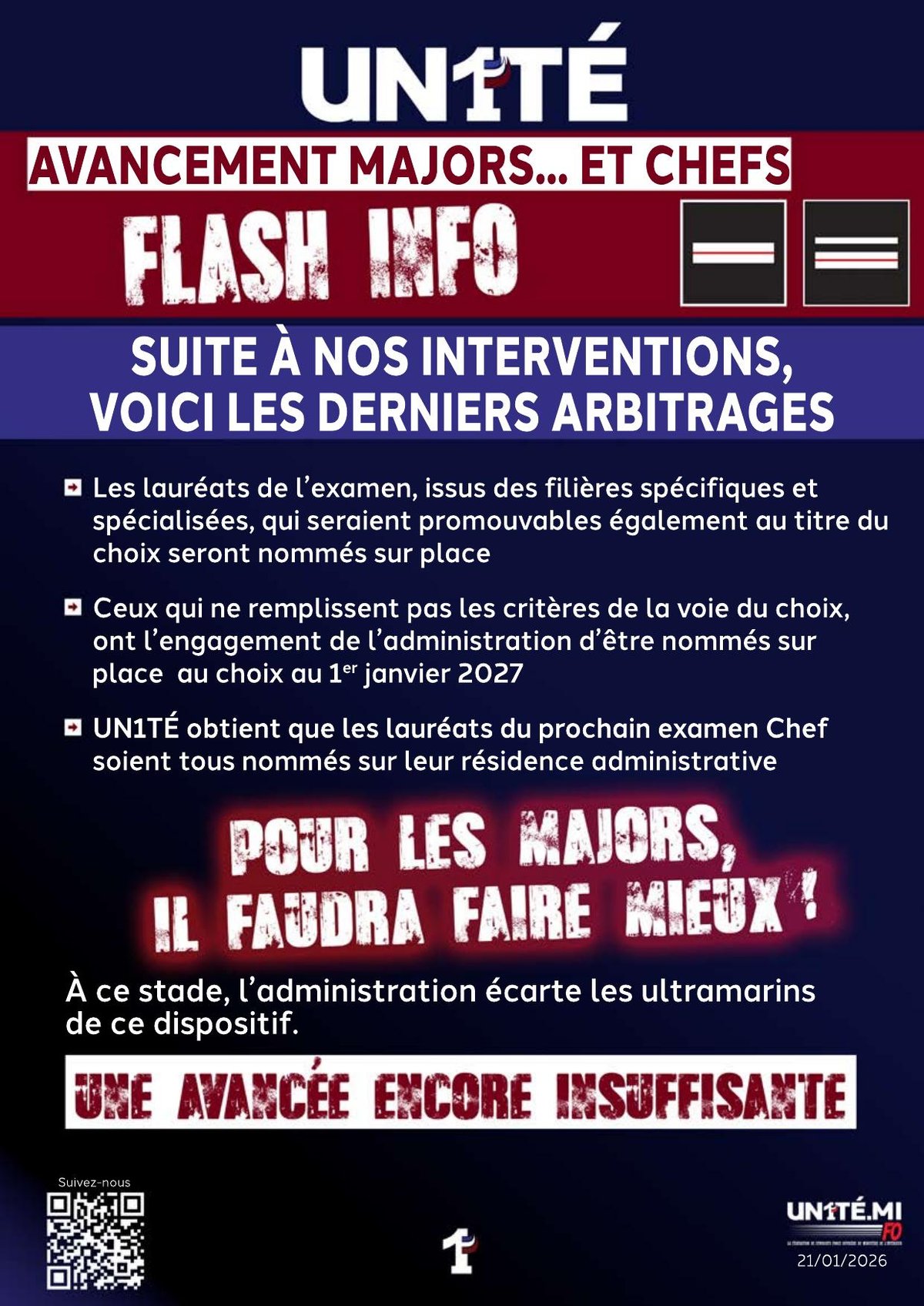Avancement Majors... et Chefs - FLASH INFO