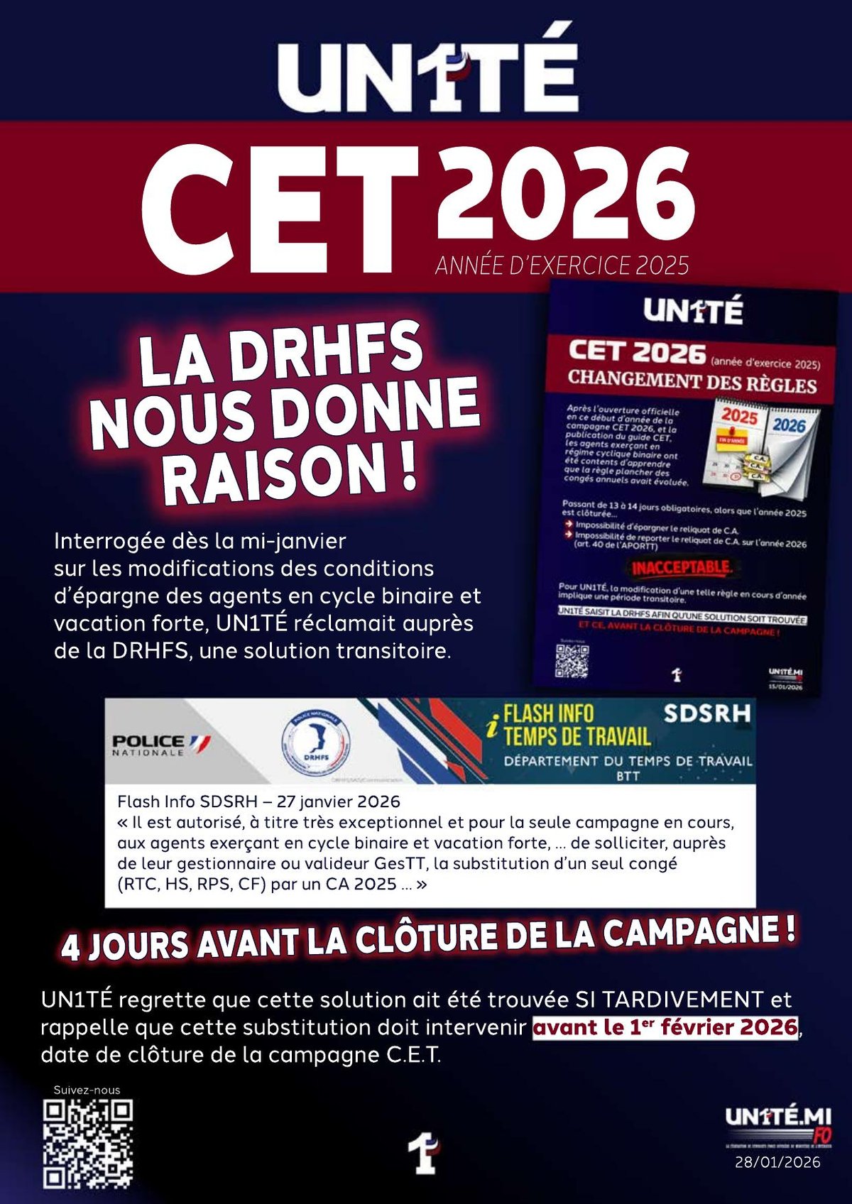 CET 2026 - La DRHFS nous donne raison !