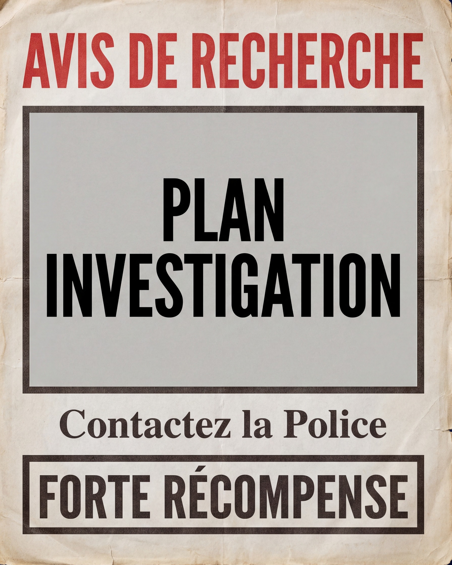 AVIS DE RECHERCHE : Plan investigation
