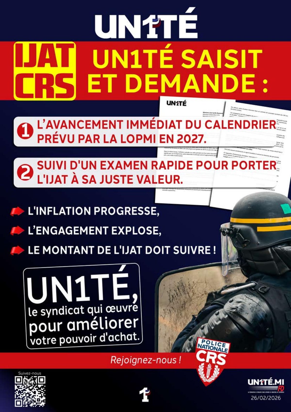 IJAT CRS : UN1TÉ saisit et demande