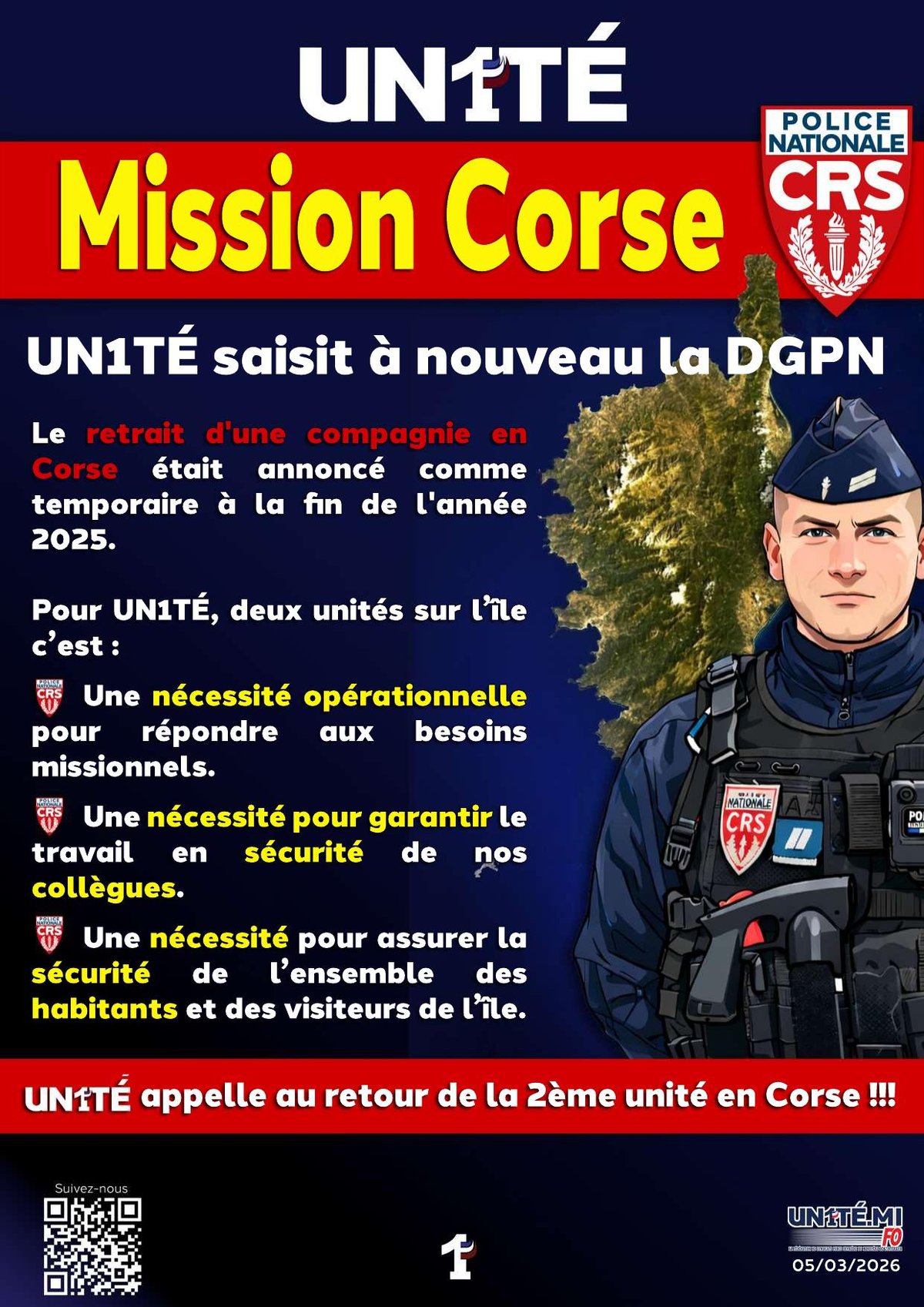 Mission Corse - UN1TÉ saisit à nouveau la DGPN