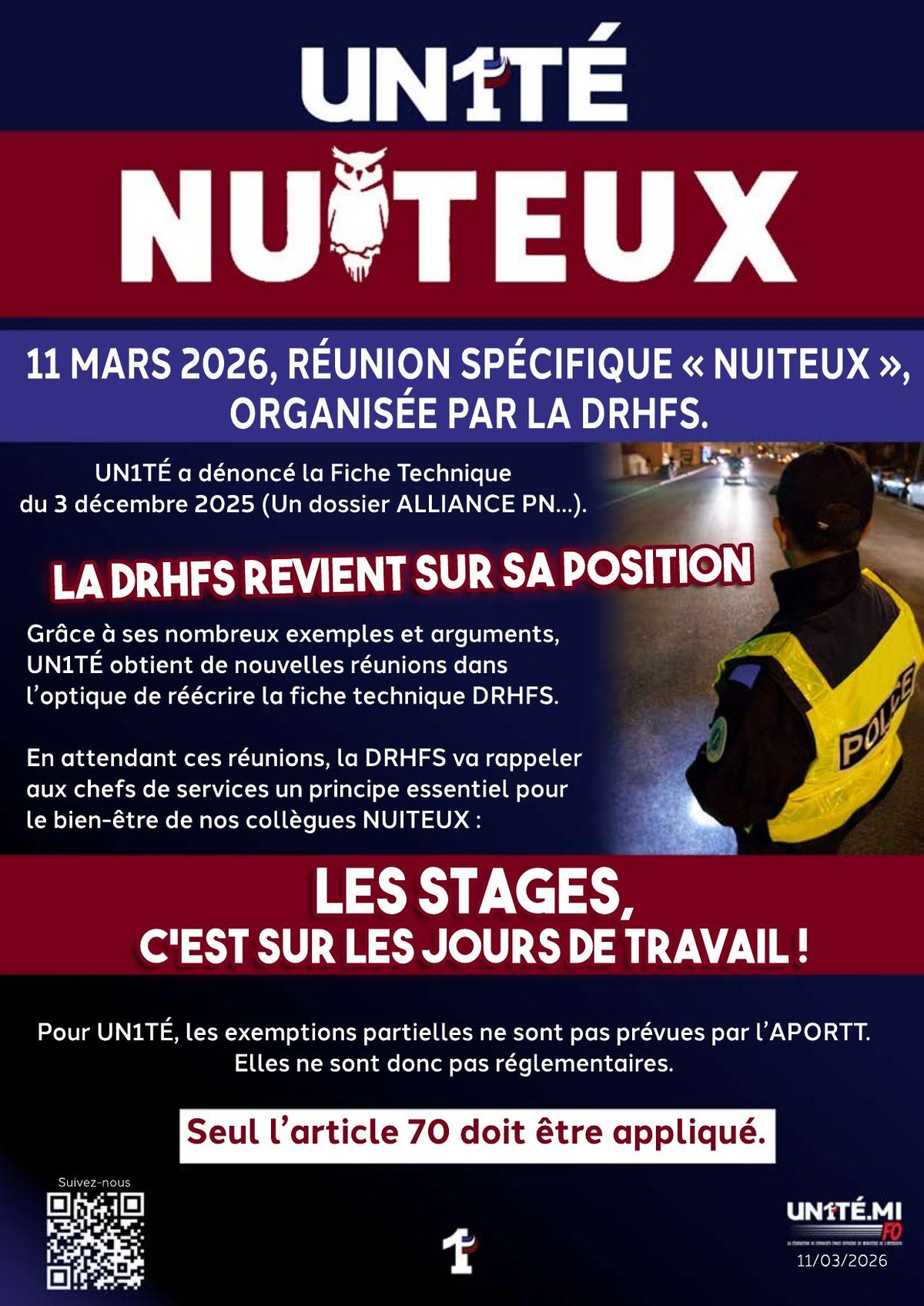 Nuiteux : 11 Mars 2026, réunion spécifique « NUITEUX », organisée par la DRHFS.