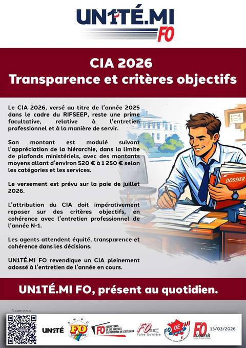 Aperçu — CIA 2026 : Transparence et critères objectifs