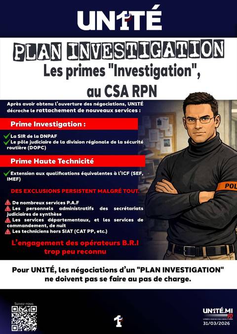 Aperçu — Les primes "Investigations", au CSA RPN