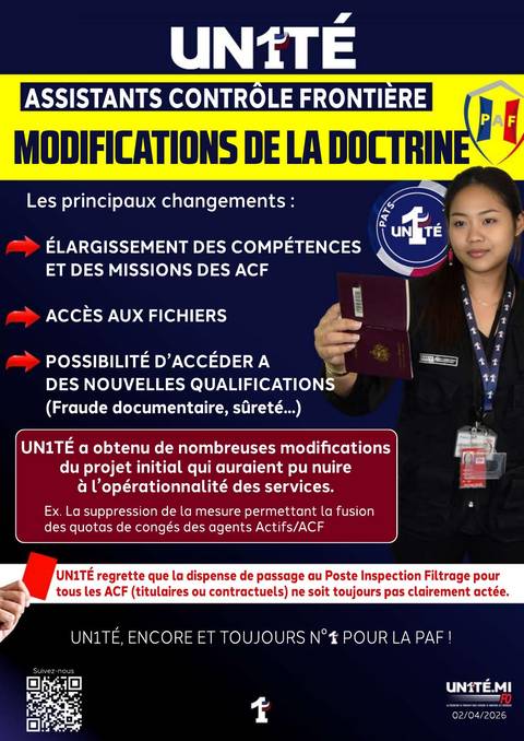 Aperçu — Assistants Contrôle Frontière : Modifications de la doctrine