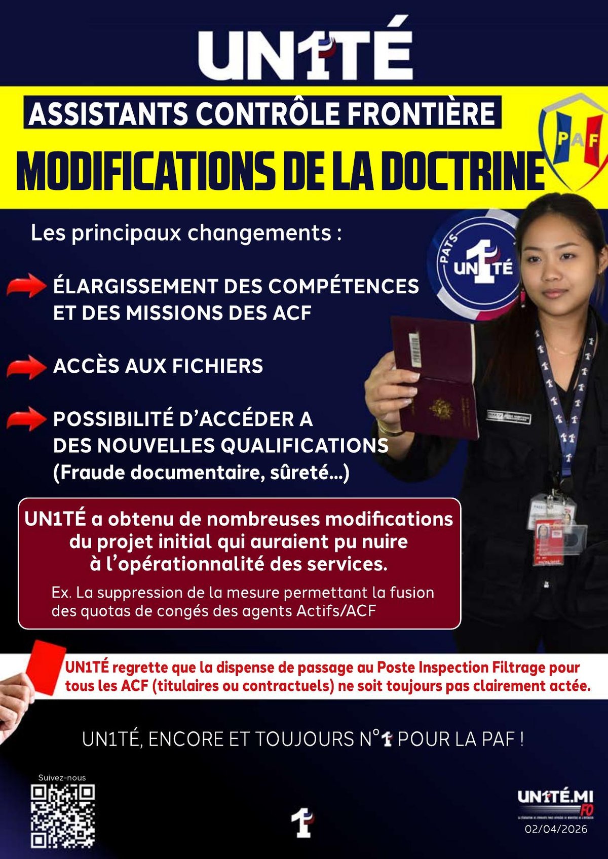 Assistants Contrôle Frontière : Modifications de la doctrine