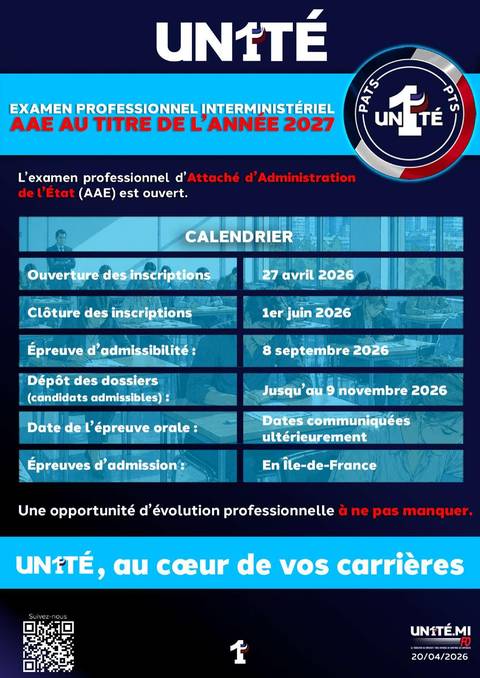 Aperçu — EXAMEN PROFESSIONNEL INTERMINISTERIEL AAE AU TITRE DE L’ANNEE 2027