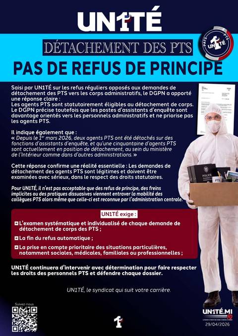 Aperçu — Détachement des PTS : Pas de refus de principe