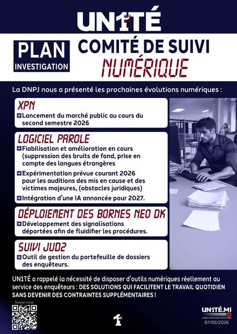 Aperçu — Plan investigation : Comité de suivi numérique