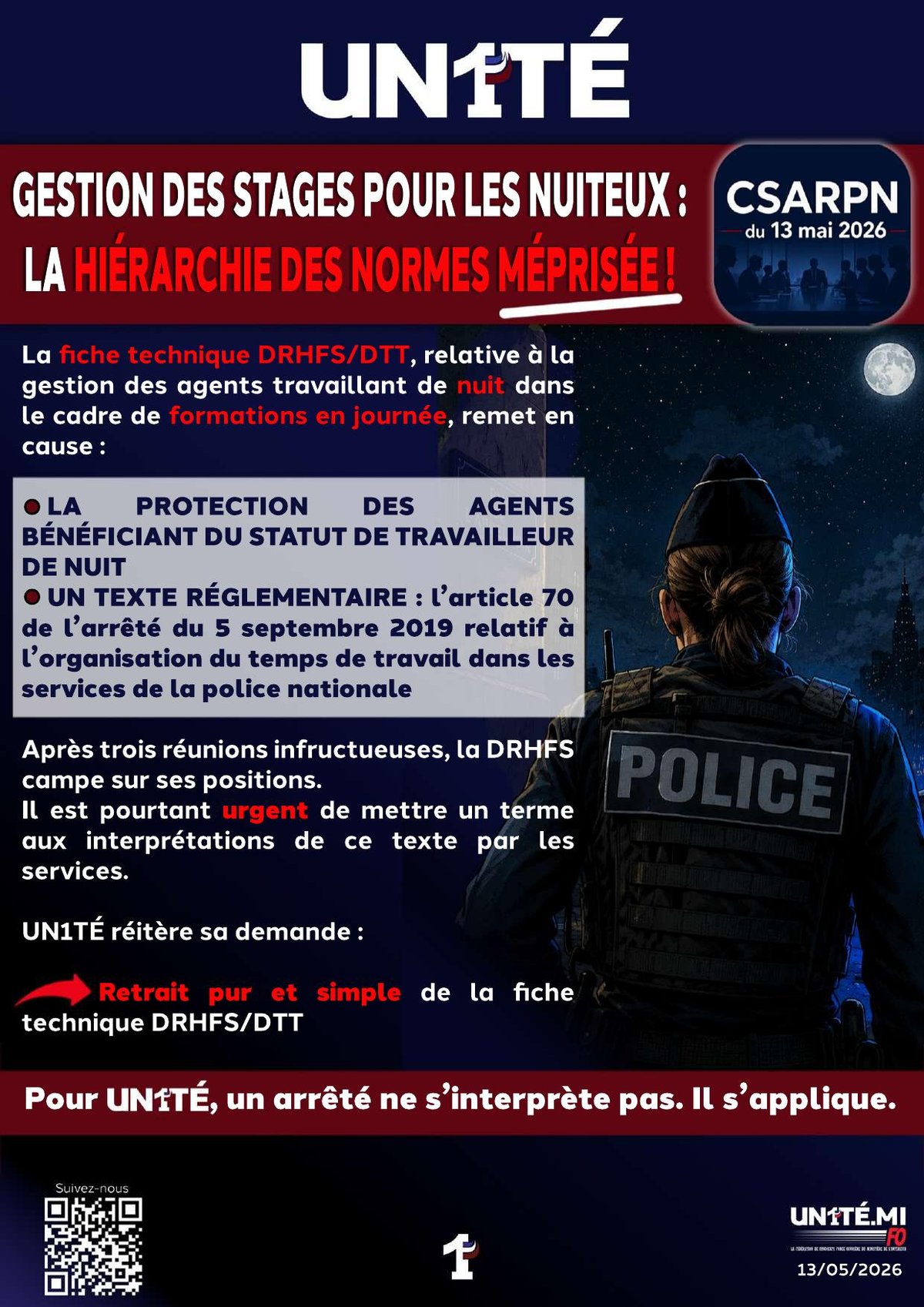 CSA RPN - Gestion des stages pour les nuiteux : La hiérarchie des normes méprisée !