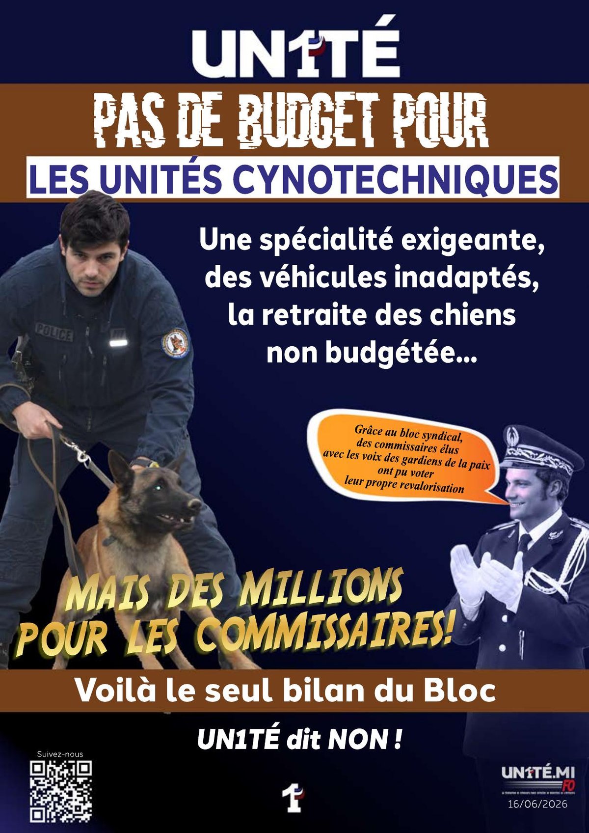 Pas de budget pour les Unités cynotechniques