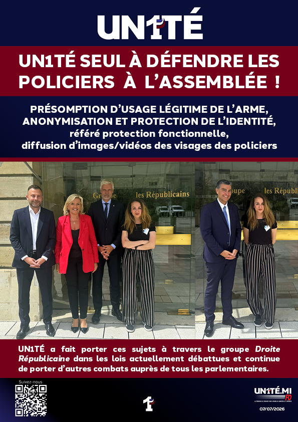 UN1TÉ SEUL À DÉFENDRE LES POLICIERS À L’ASSEMBLÉE !