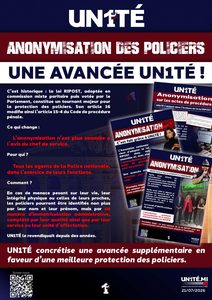 Aperçu — Anonymisation des policiers : une avancée UN1TÉ