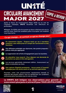 Aperçu — Circulaire avancement Major 2027