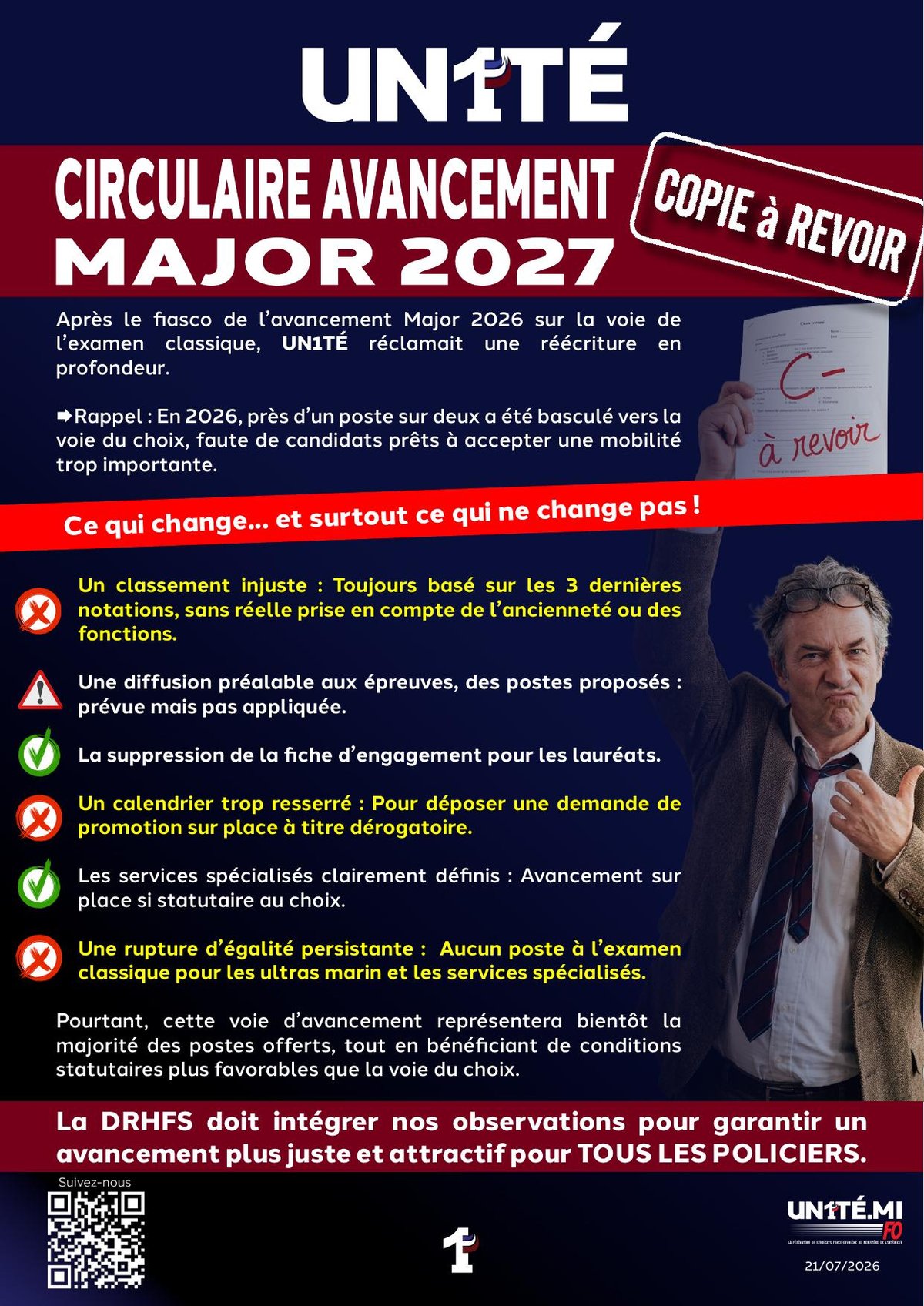 Circulaire avancement Major 2027