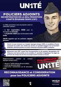 Aperçu — Policiers adjoints - Incorporation de la 283e promotion - Compte épargne-temps (CET)