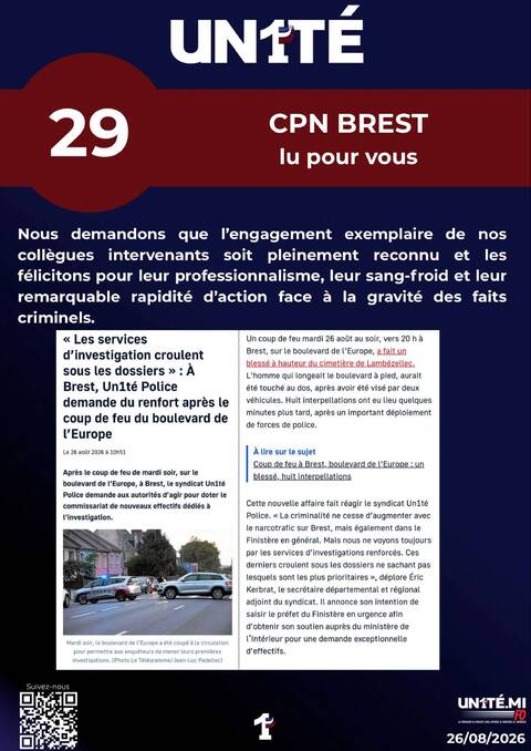 Aperçu — CPN Brest : Les services d'investigation croulent sous les dossiers