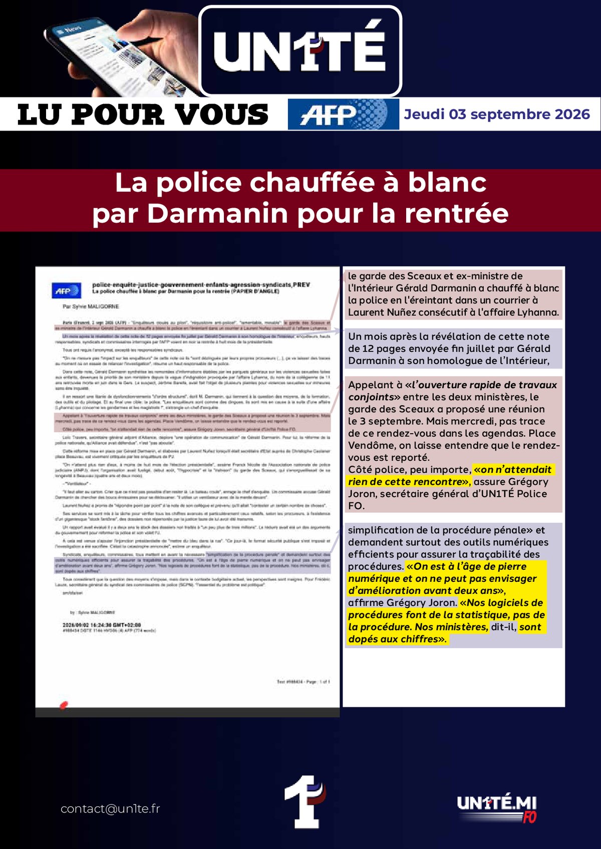 La police chauffée à blanc  par Darmanin pour la rentrée
