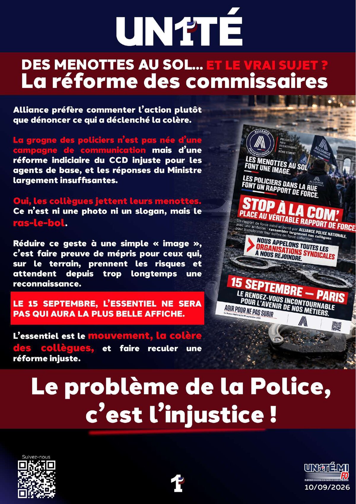 DES MENOTTES AU SOL ET LE VRAI SUJET ? La réforme des commissaires