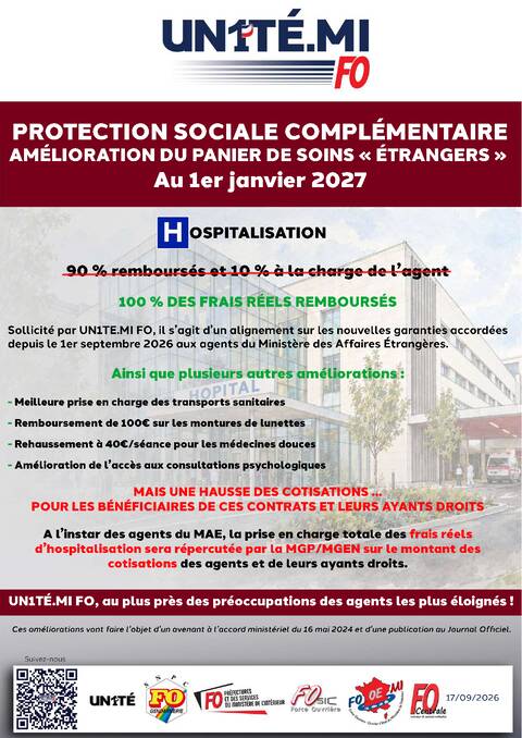 Aperçu — Protection sociale complémentaire, Amélioration du panier de soins « ÉTRANGERS » au 1er janvier 2027