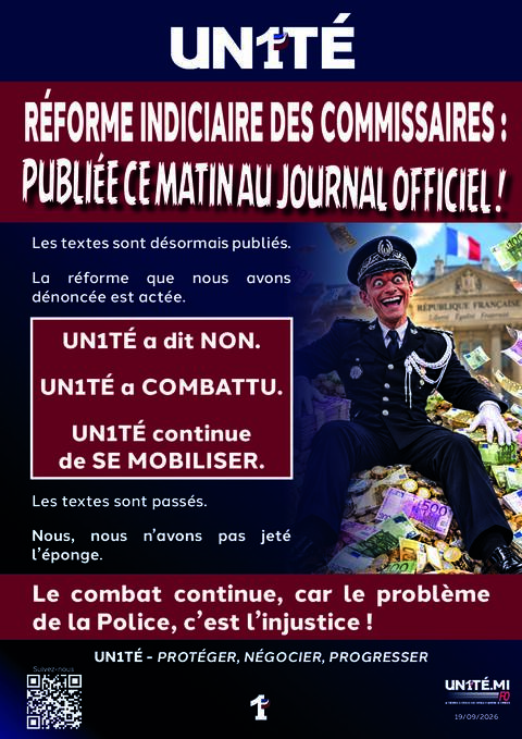 Aperçu — RÉFORME INDICIAIRE DES COMMISSAIRES : PUBLIÉE CE MATIN AU JOURNAL OFFICIEL !