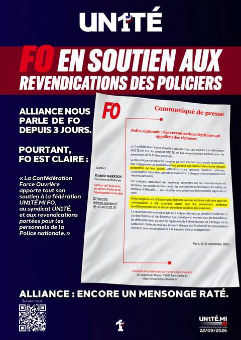 Aperçu — FO EN SOUTIEN AUX REVENDICATIONS DES POLICIERS
