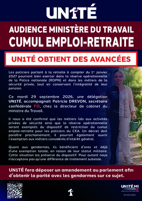 Aperçu — AUDIENCE MINISTÈRE DU TRAVAIL - CUMUL EMPLOI-RETRAITE