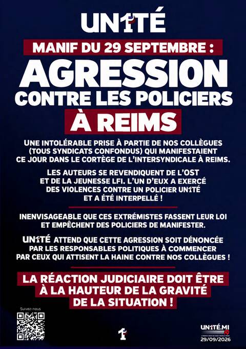 Aperçu — Manif du 29 septembre : AGRESSION CONTRE LES POLICIERS À REIMS