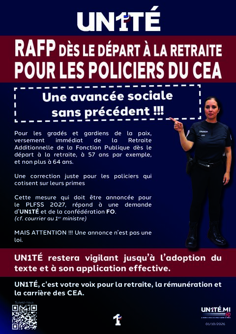 Aperçu — RAFP dès le départ à la retraite pour les policiers du CEA